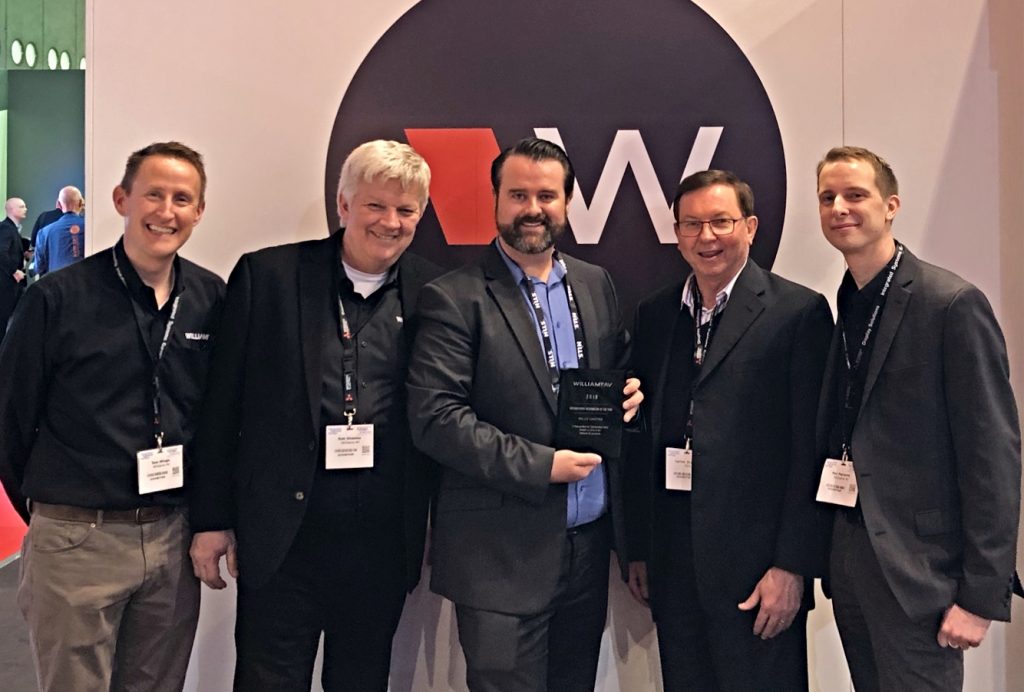 Williams AV presents Hills with Top International Distributor Award 2018