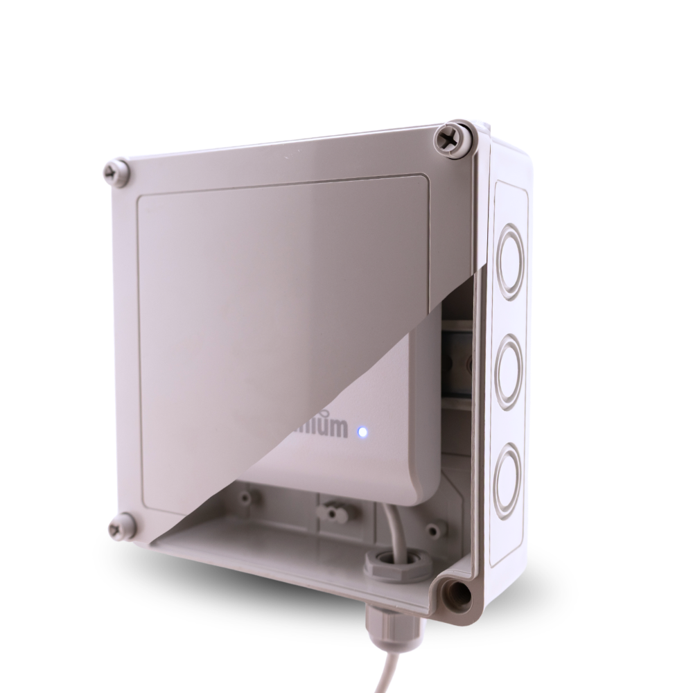 Infinium - Transmitter Outdoor Enclosure BA-T1W Front View with cover in half - 1000 x 1000